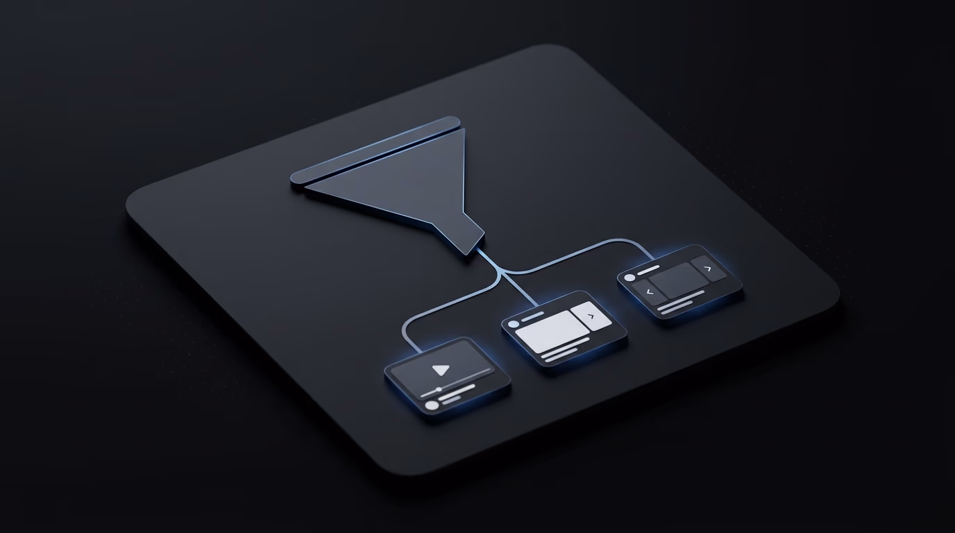 structured flow from ad to landing page to variations