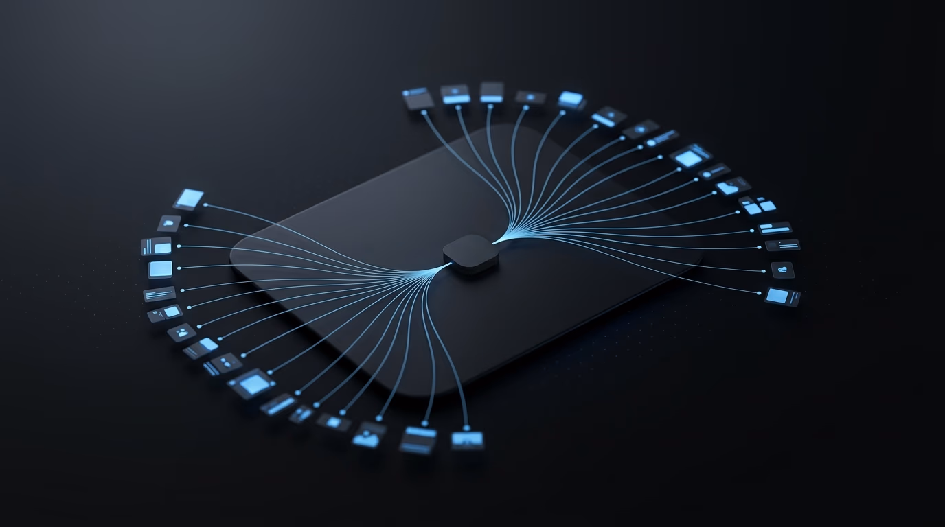 multiple arrows branching from a single idea into many variations