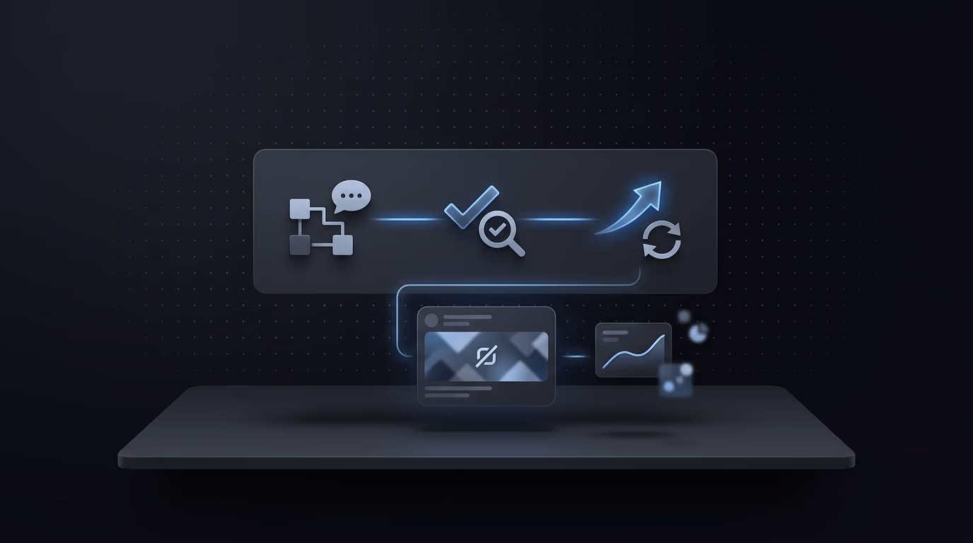 Cross-functional Facebook ad creative workflow diagram