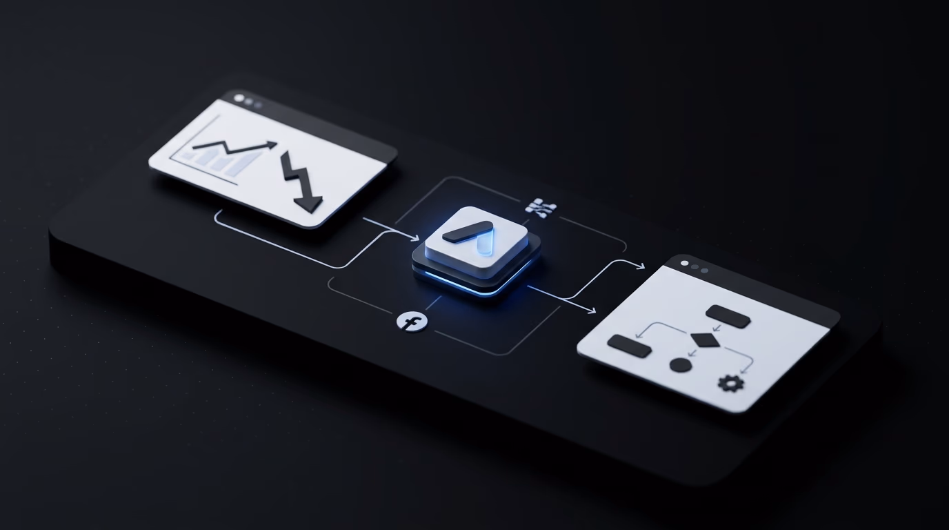 Facebook Ads reporting investigation workflow showing dashboard metrics versus revenue outcome