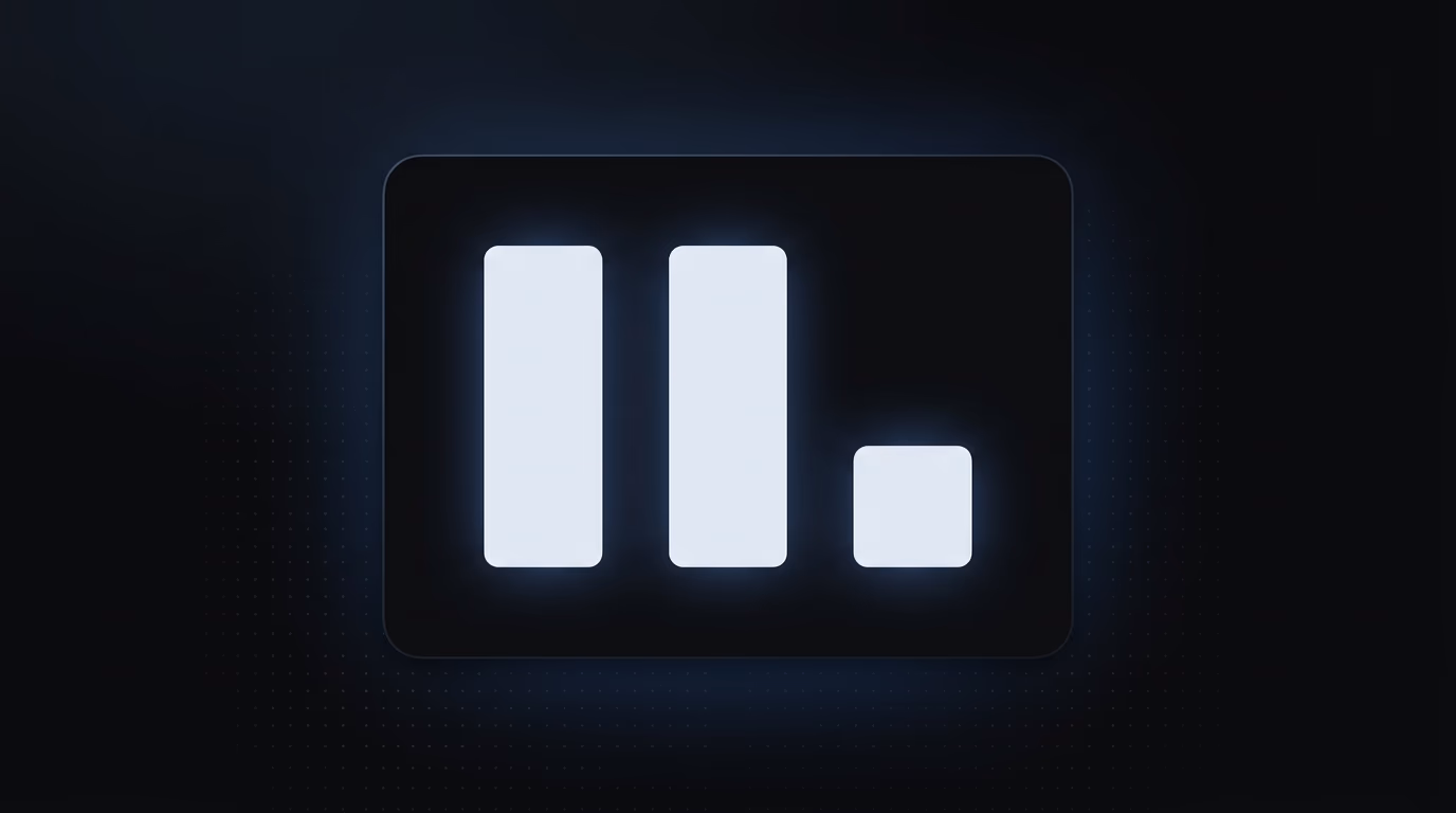 Minimal bar chart with one declining bar indicating creative fatigue