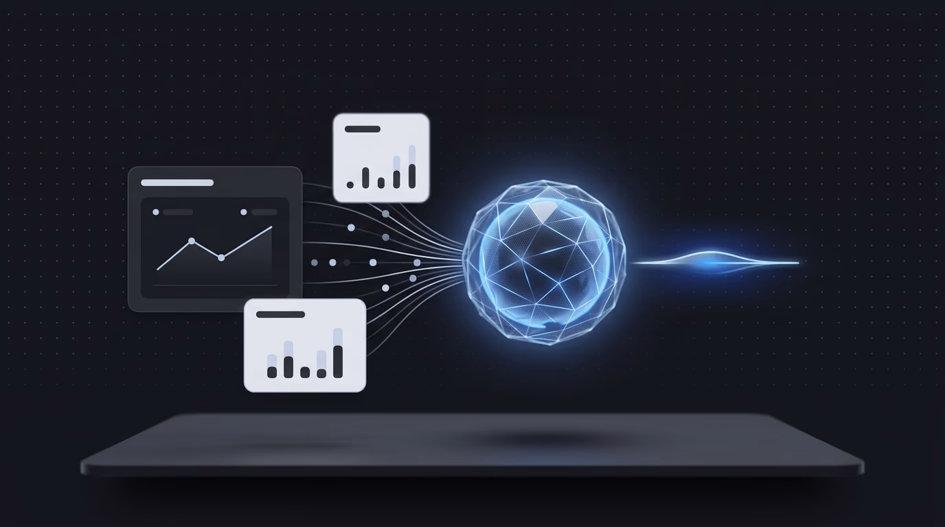 Concept de synthèse IA remplaçant des dashboards encombrés