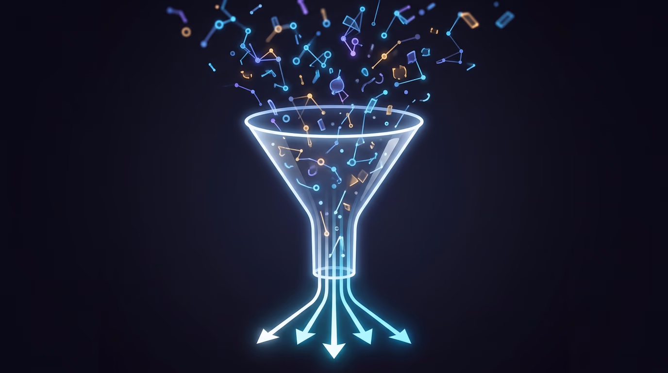 AI system filtering noisy metrics into actionable recommendations