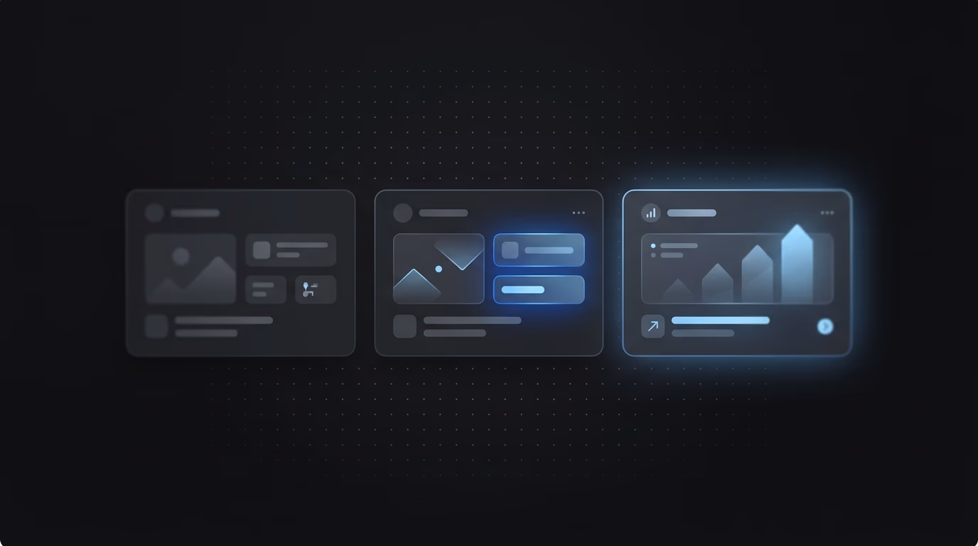 carousel cards arranged in sequence showing progression