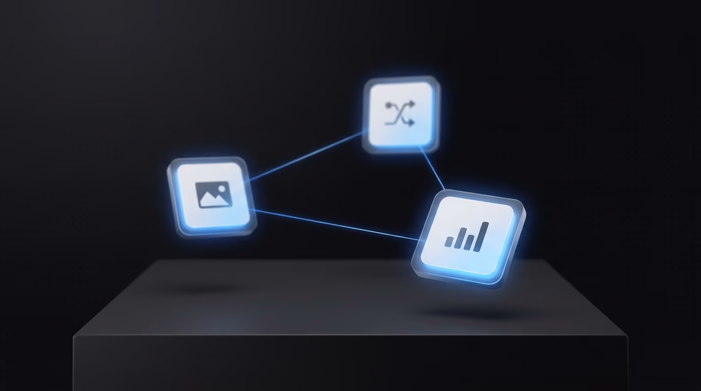 abstract comparison of marketing platforms represented by three geometric nodes