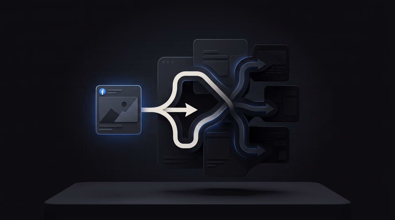 hidden landing pages branching behind a single ad entry point