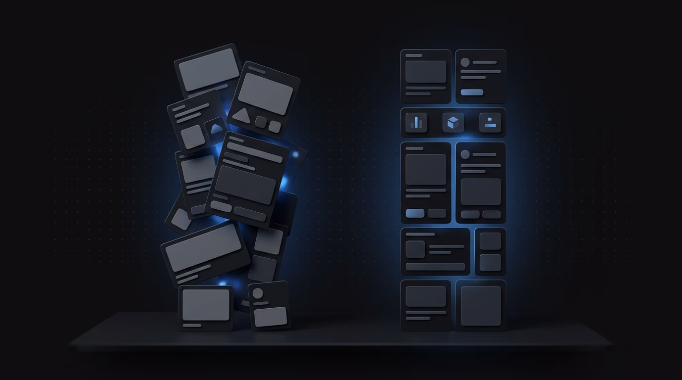 comparison of tools showing fragmented vs unified workflow