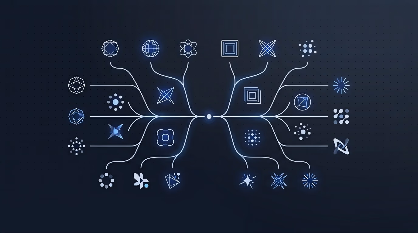 minimalist visualization of AI accelerating ad variations